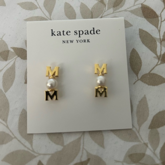 Kate Spade Gold and Pearl Initial Earrings - Picture 1 of 3